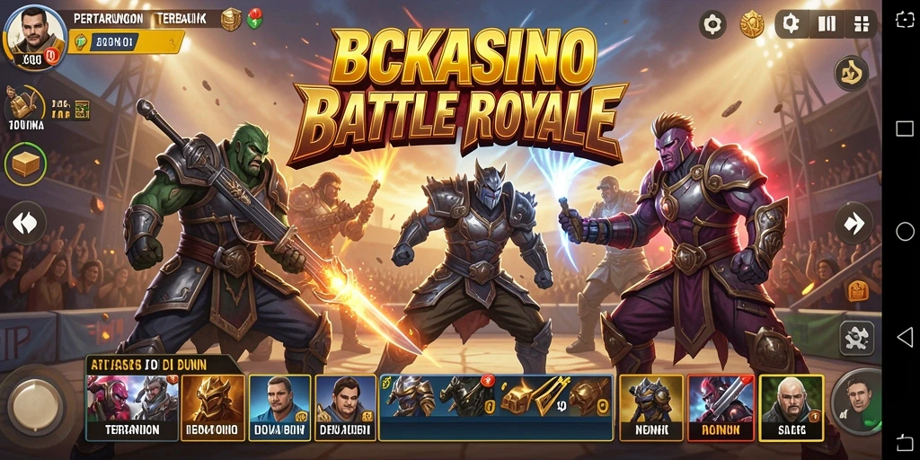 Tampilan gameplay penuh aksi di BCKASINO Battle Royale.