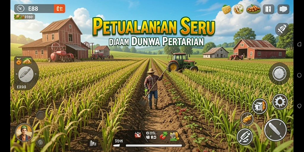 Tampilan screenshot E88 menampilkan aktivitas seru dalam bertani.