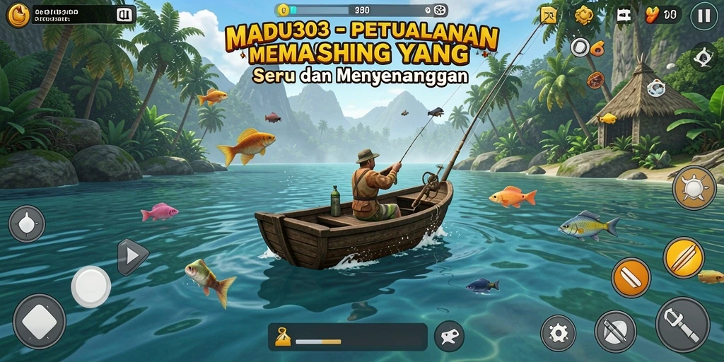 Tangkapan ikan besar di layar gameplay MADU303 yang memukau.