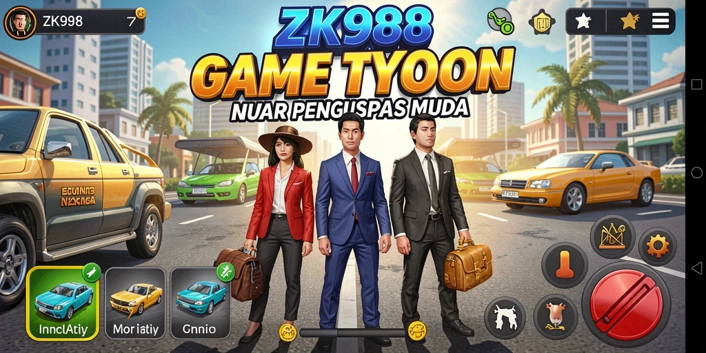 Tampilan gameplay menarik di ZK988 yang menampilkan pengelolaan bisnis.