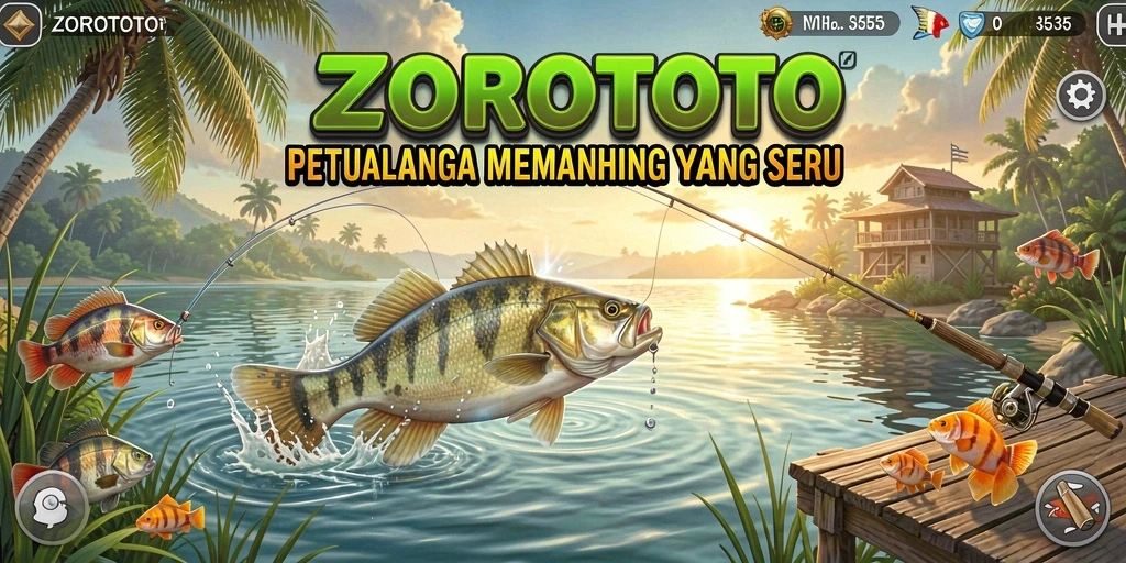 Gambaran gameplay ZOROTOTO saat menangkap ikan di danau.